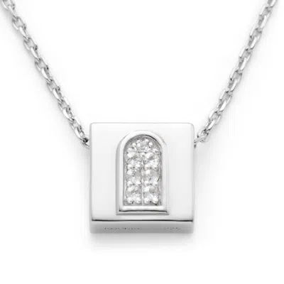 Kouree Women's 'meant For More' Necklace Pendant Charm - Sterling Silver With White Topaz