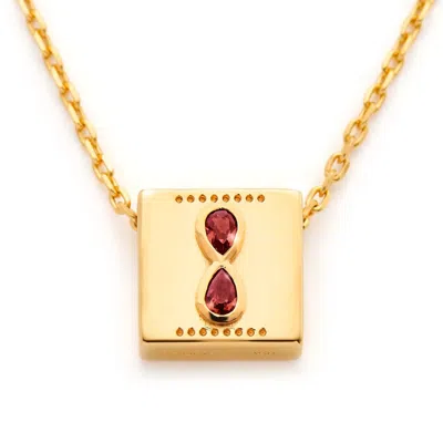Kouree Women's 'this Too Shall Pass' Necklace Pendant Charm - Gold Vermeil With Rhodolite Garnet