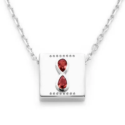 Kouree Women's 'this Too Shall Pass' Necklace Pendant Charm - Sterling Silver With Rhodolite Garnet