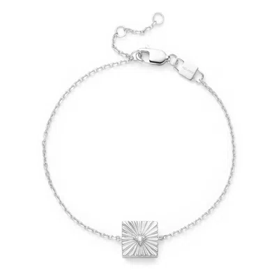 Kouree Women's 'you've Got This' Fixed Charm Bracelet - Sterling Silver With White Topaz
