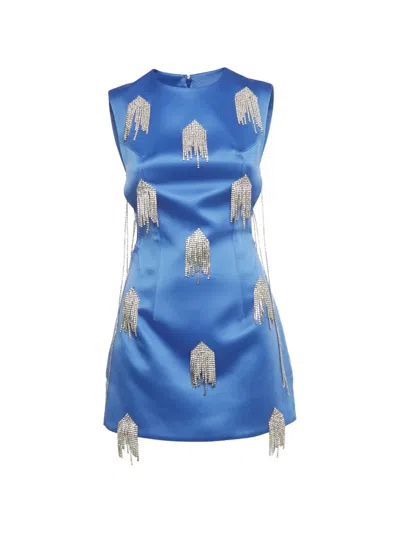 Pre-owned Kourh Crystal-embellishment Mini Dress In Blue