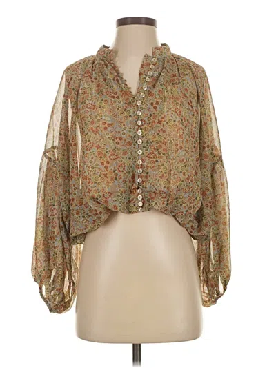 Pre-owned Kourt 3/4 Sleeve Blouse In Brown