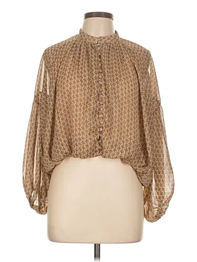 Pre-owned Kourt 3/4 Sleeve Blouse In Brown