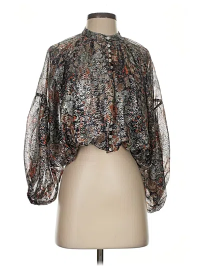 Pre-owned Kourt 3/4 Sleeve Blouse In Gray