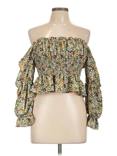 Pre-owned Kourt 3/4 Sleeve Blouse In Green
