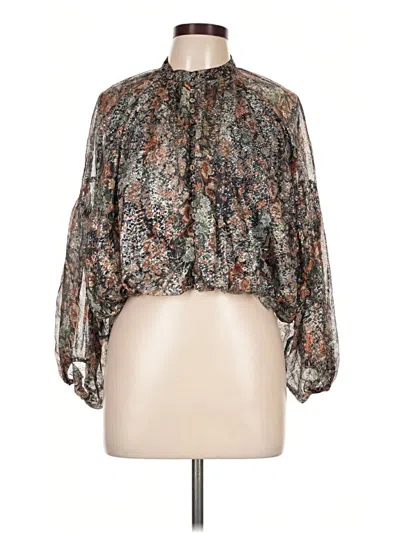 Pre-owned Kourt Long Sleeve Blouse In Brown