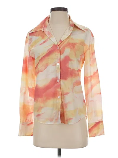 Pre-owned Kourt Long Sleeve Blouse In Orange