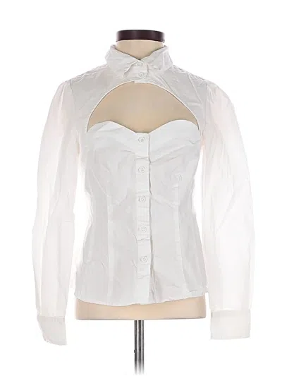 Pre-owned Kourt Long Sleeve Blouse In White