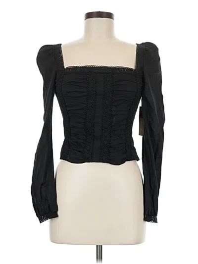 Pre-owned Kourt Long Sleeve Top Black Square Neckline Tops