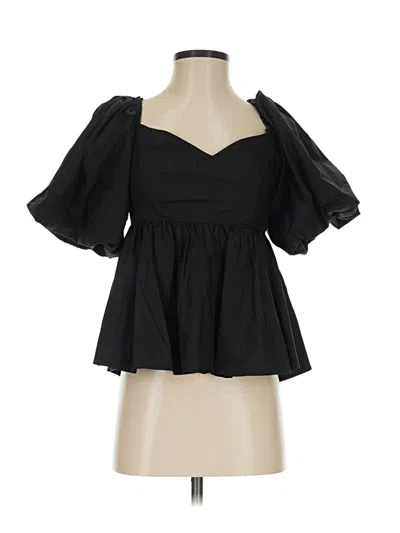 Pre-owned Kourt Short Sleeve Blouse In Black
