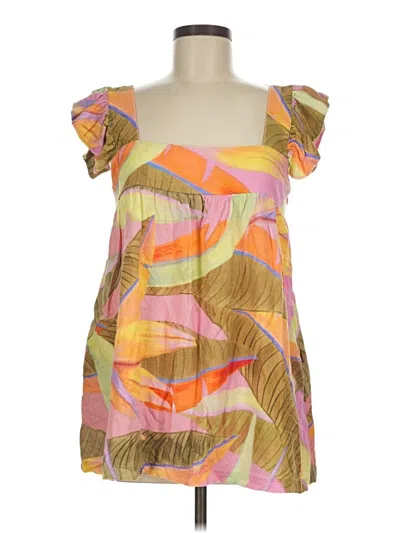 Pre-owned Kourt Short Sleeve Blouse In Orange