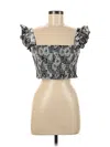 Kourt Short Sleeve Top Silver Sweetheart Neckline Tops In Gray