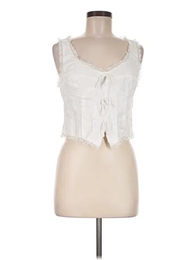 Pre-owned Kourt Sleeveless Blouse In White