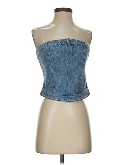 Pre-owned Kourt Tube Top Blue Strapless Neckline Tops