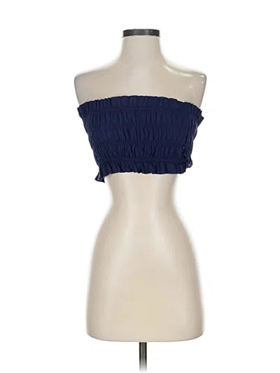 Pre-owned Kourt Tube Top Blue Strapless Neckline Tops