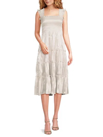 Kourt Women's Calypso Tiered Midi Dress In Moonlight Grey