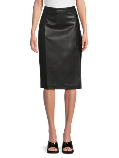 Kourt Women's Corey Faux Leather Midi Skirt In Black