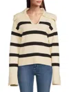 Kourt Women's Devon Collar Sweater In Black Stripe