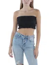 Kourt Womens Smocked Stretch Strapless Top In Black