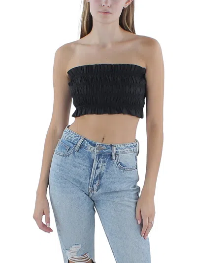 Kourt Womens Smocked Stretch Strapless Top In Black