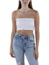 Kourt Womens Smocked Stretch Strapless Top In White
