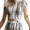 Koy & Victoria Chichi Crop Top In Ada Print In Multi