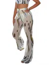 Koy & Victoria Isa Flares Mesh Pants In Ada Print In White