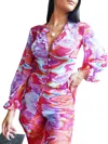 Koy & Victoria Vicky Long Sleeve Top In Muri Print In Multi