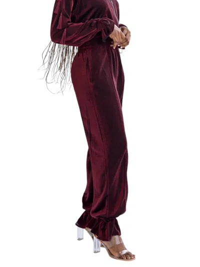 Koy & Victoria Vix Ankle Tie Pants In Ruby In Red