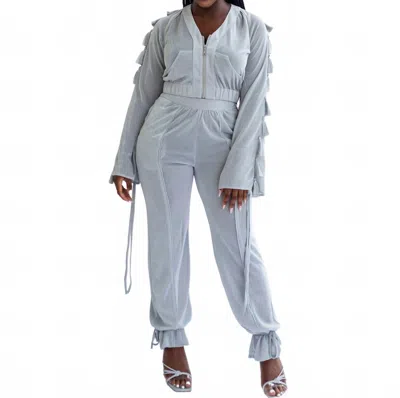 Koy & Victoria Vix Tassel Jacket In Ice In Grey