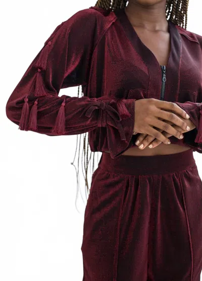 Koy & Victoria Vix Tassel Jacket In Ruby In Red