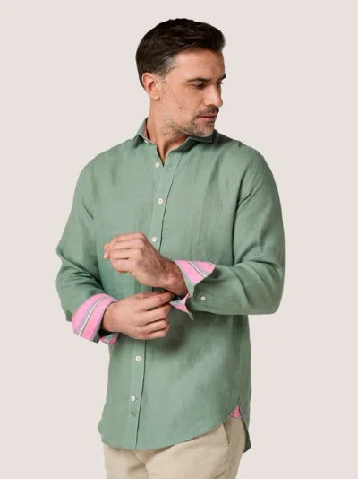 Koy Clothing Classic Linen Long Sleeve Shirt In Green