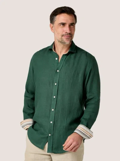 Koy Clothing Classic Linen Long Sleeve Shirt In Green