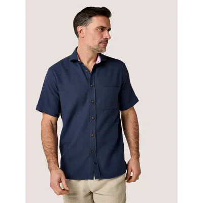 Koy Clothing Cotton Short Sleeve Sack Weave Shirt In Blue