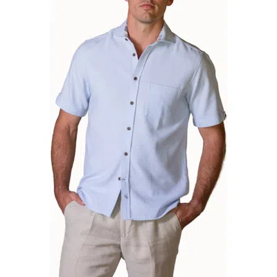 Koy Clothing Cotton Short Sleeve Sack Weave Shirt In Blue