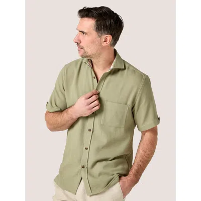 Koy Clothing Cotton Short Sleeve Sack Weave Shirt In Green