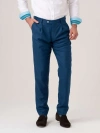 Koy Clothing Linen/wool/silk Blend Tailored Trousers In Blue
