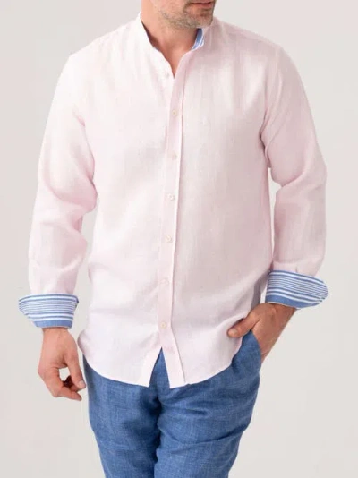 Koy Clothing Long Sleeve Grandfather Collar Shirt In Pink