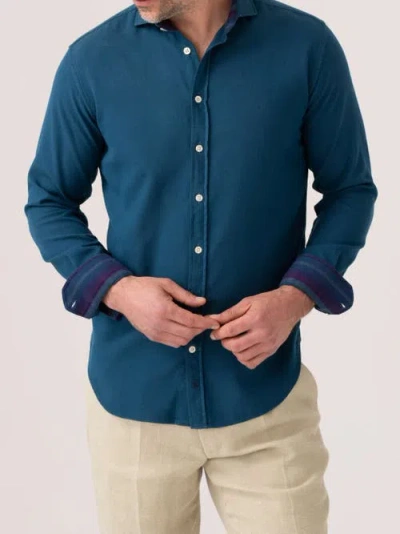 Koy Clothing Long Sleeve Kikoy Cotton Shirt In Blue