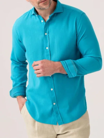 Koy Clothing Long Sleeve Kikoy Cotton Shirt In Blue