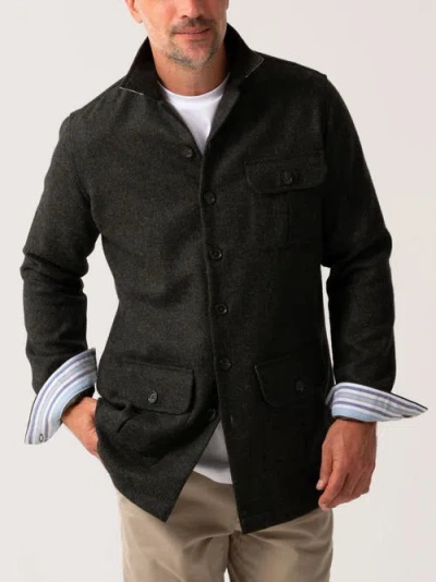 Koy Clothing Long Sleeve Wool Shirt-jacket In Black