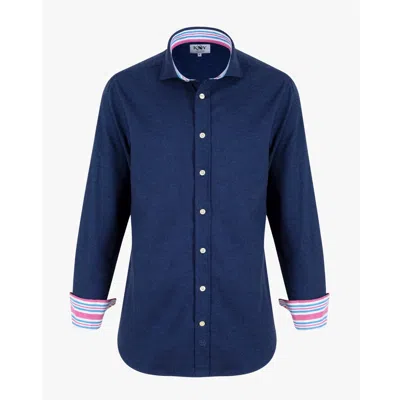 Koy Clothing Men's Blue Navy Cotton-cashmere Shirt