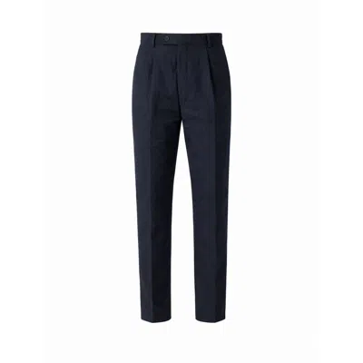 Koy Clothing Men's Blue Navy Linen Suit Trousers In Black