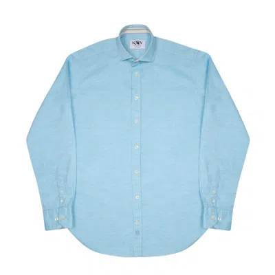 Koy Clothing Men's Blue Pale Turquoise Cotton Linen Shirt
