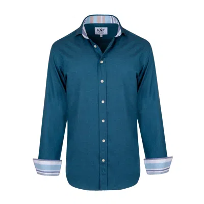 Koy Clothing Men's Blue Teal Cotton-merino Shirt