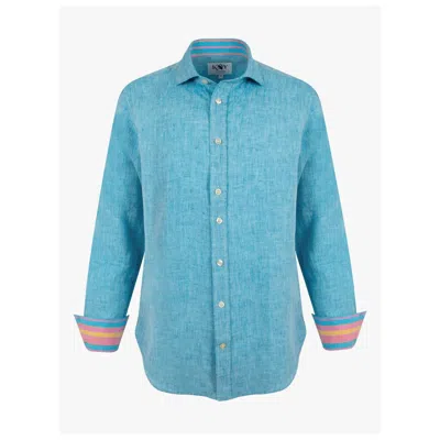 Koy Clothing Men's Blue Turquoise Linen Shirt