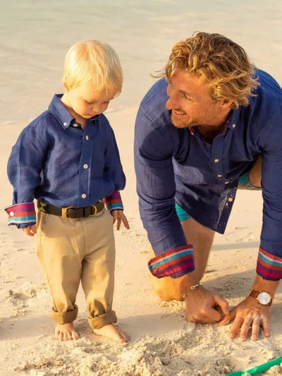 Koy Clothing Men's Boys Royal Blue Linen Shirt