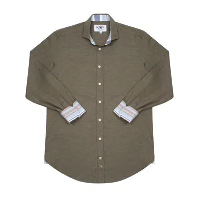 Koy Clothing Men's Green Olive Cotton-cashmere Shirt