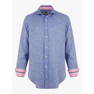 Koy Clothing Men's Mida Blue Cotton Linen Shirt