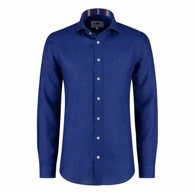 Koy Clothing Men's Royal Blue Linen Shirt - Cutaway Collar